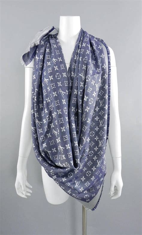 louis vuitton monogram shawl bluedenim|louis vuitton monogram shawl black.